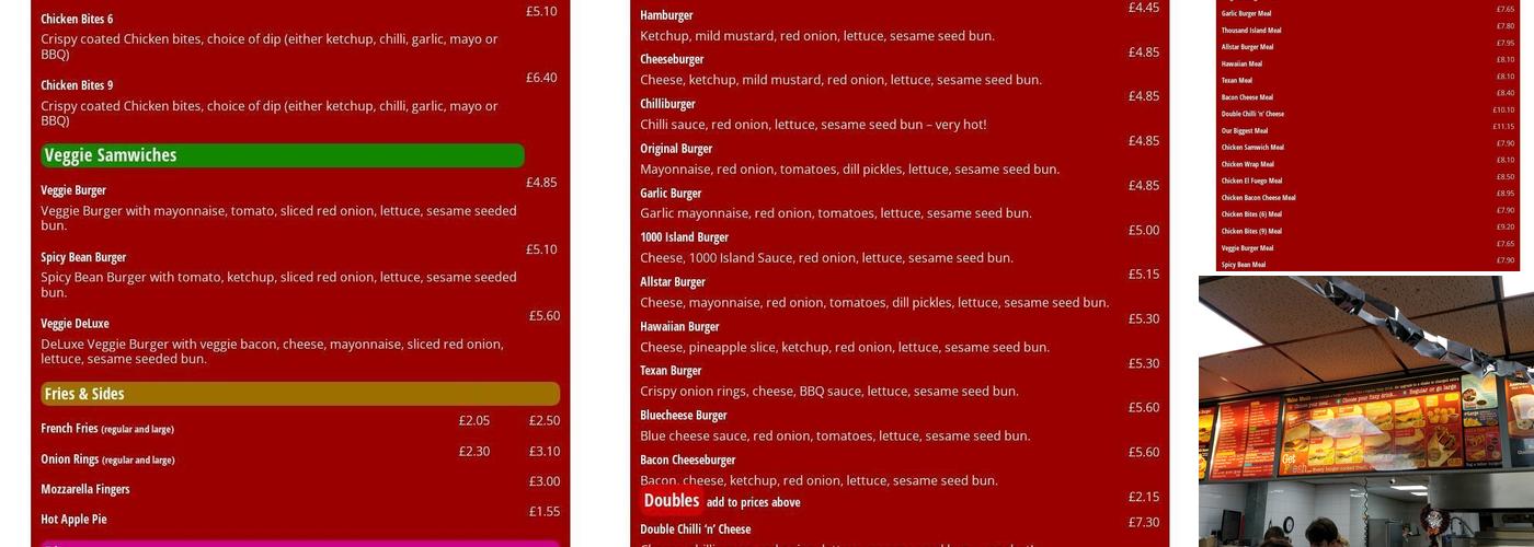 Uncle Sam Burgess Hill Menu