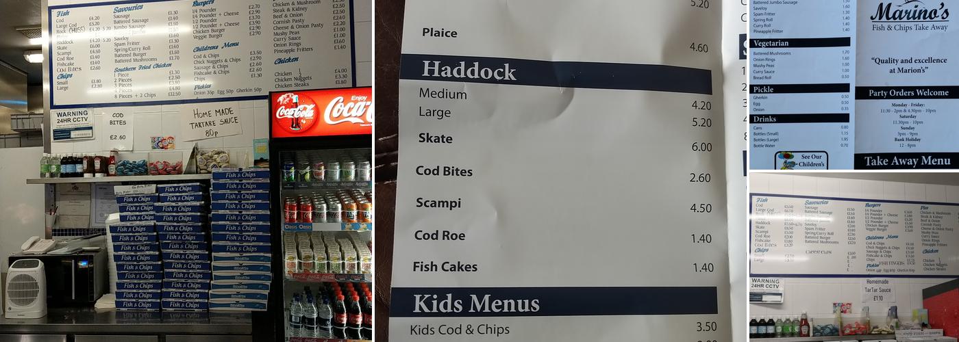 Marinos Fish Bar Menu