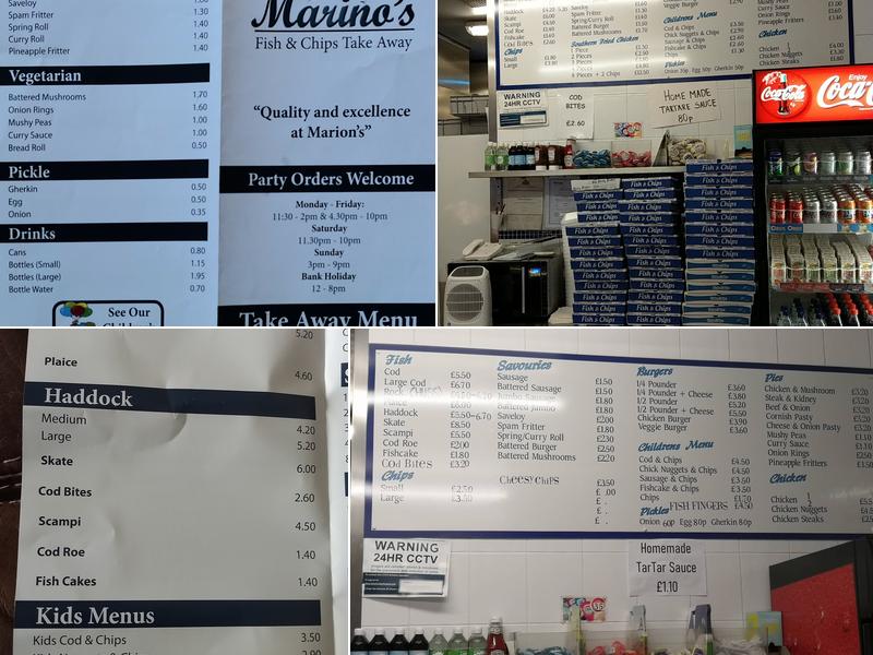 Marinos Fish Bar Menu