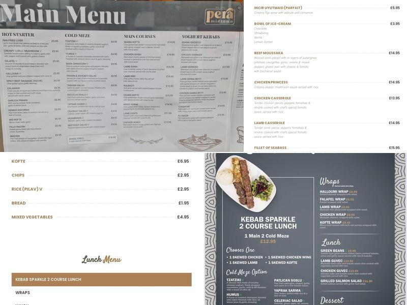 Pera Midtown Menu