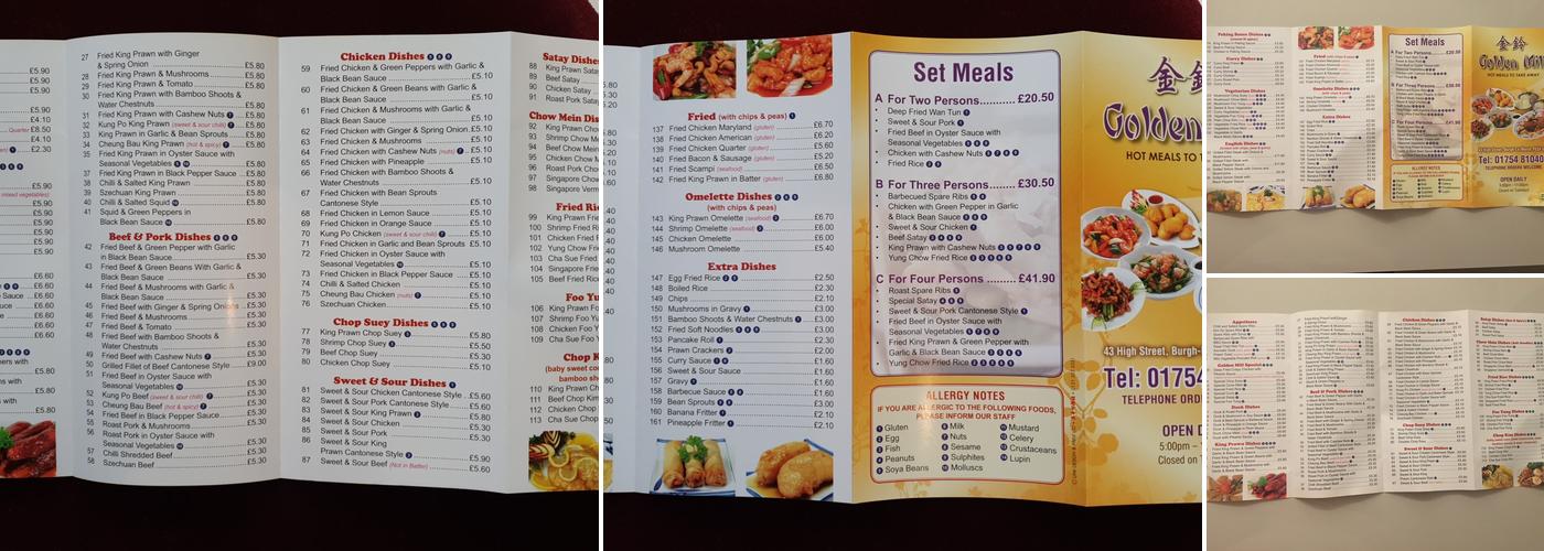 Golden Mill Menu