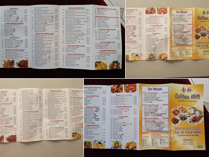 Golden Mill Menu