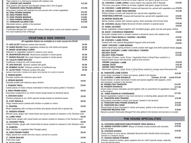 Burghfield Spices Menu