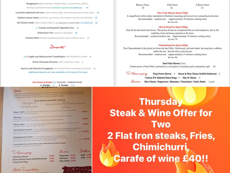 The Butcher's Block Pub Menu