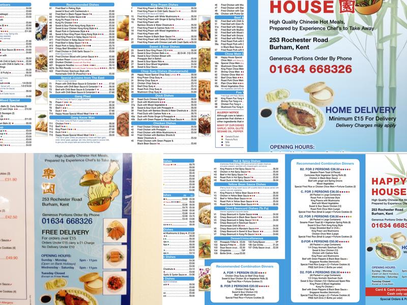 Happy House Menu