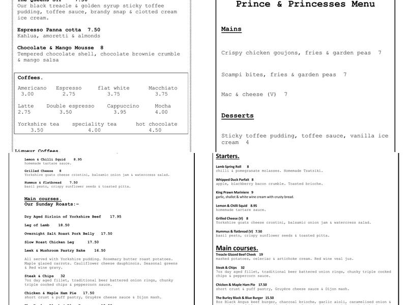 The Queens Head Menu