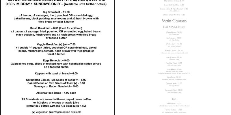 Botolphs Bridge Inn Menu