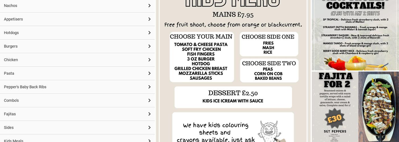 Sgt. Peppers Restaurant Menu