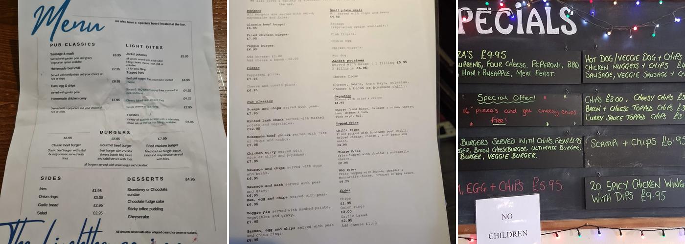 The Lighthouse Menu