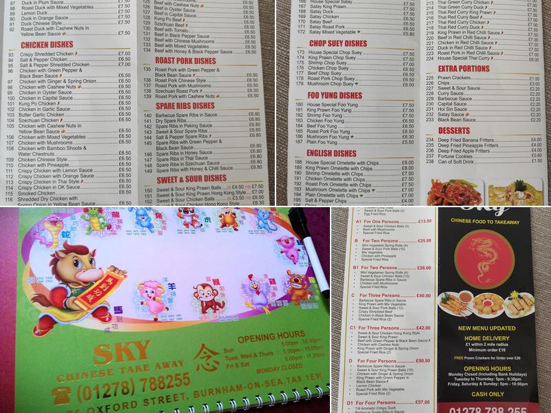 Sky Chinese Takeaway Menu