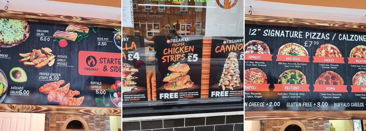 Fireaway Pizza Menu
