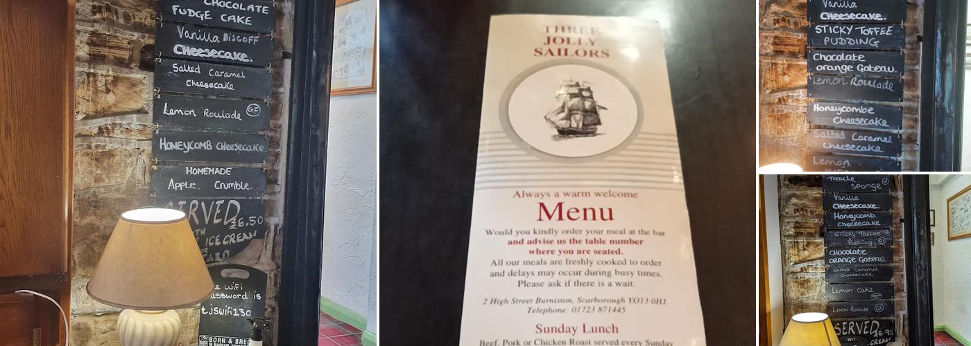 Three Jolly Sailors Menu