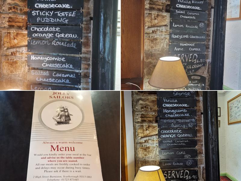 Three Jolly Sailors Menu
