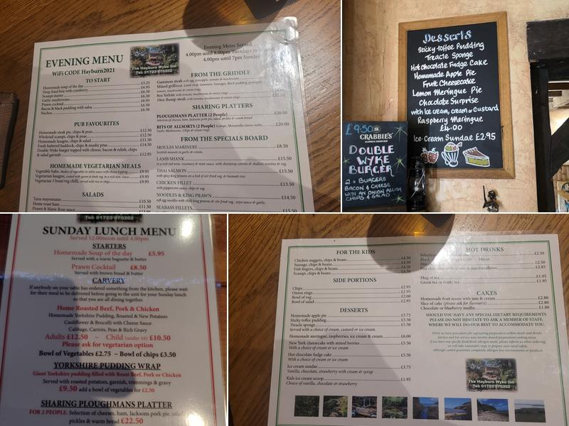 The Hayburn Wyke Inn Menu