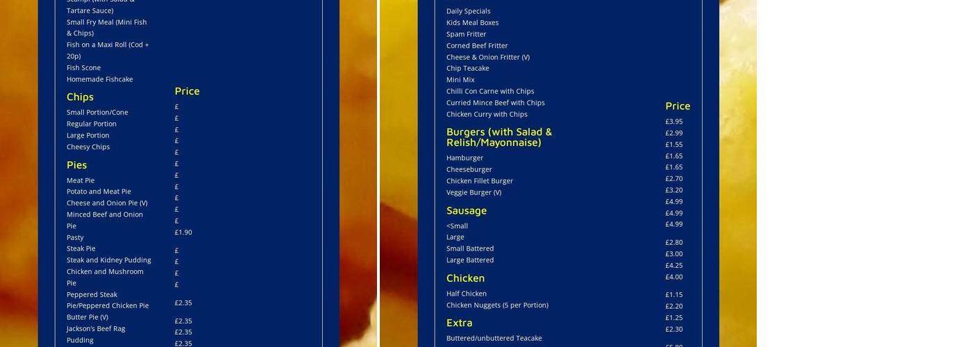 Belfields Menu