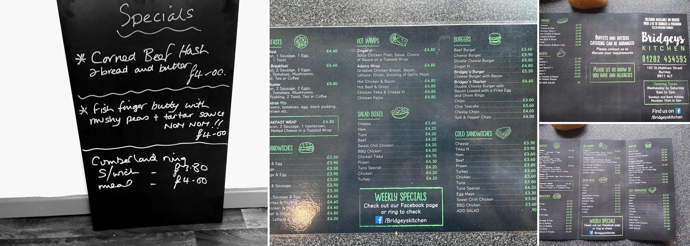Bridgeys Kitchen Menu