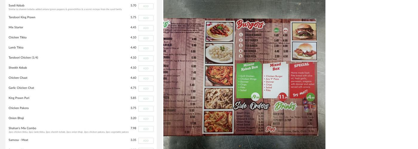 Pizzeria Milano Menu