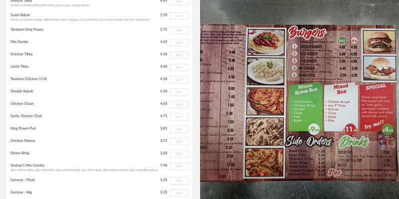 Pizzeria Milano Menu