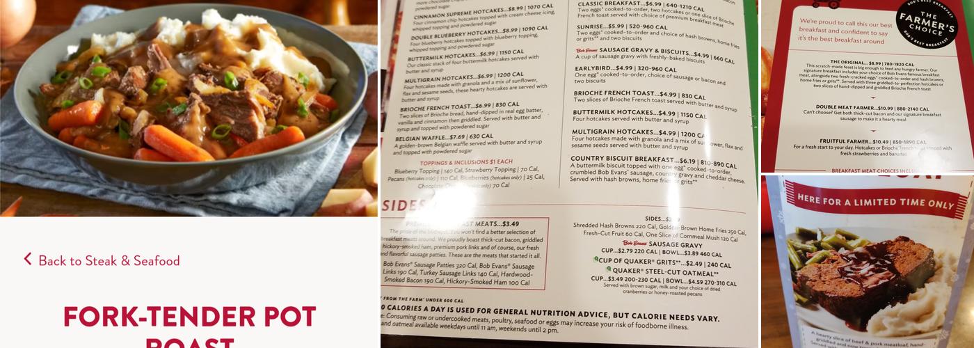 Bob Evans Menu