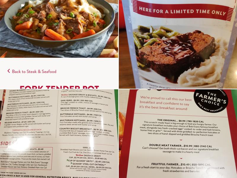 Bob Evans Menu