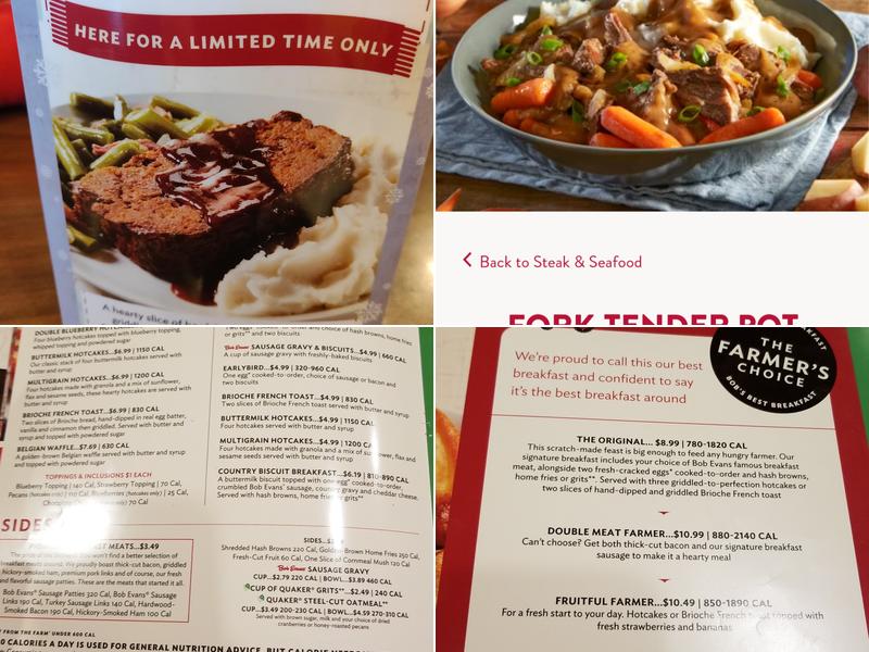 Bob Evans Menu