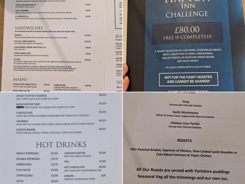 Hapton Inn Menu