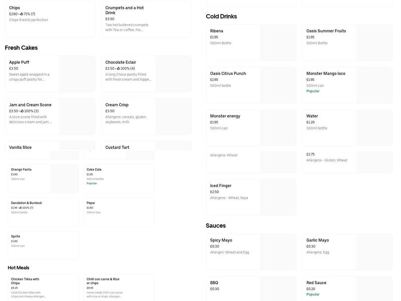 Belly Busters Sandwich Bar Menu