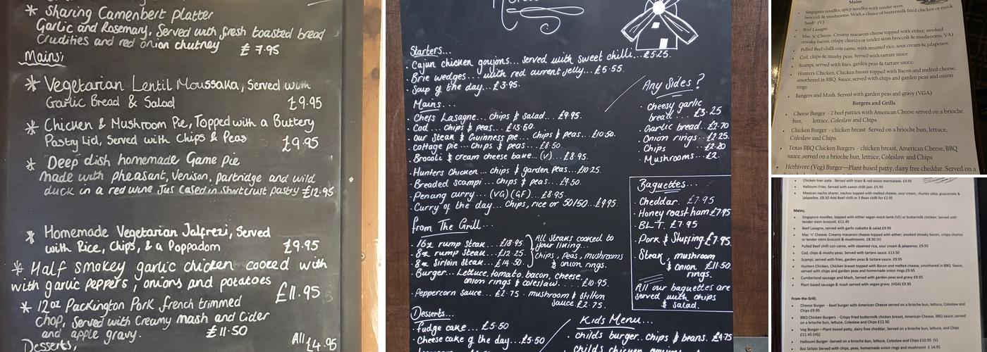 Ye Olde Windmill Inn Menu