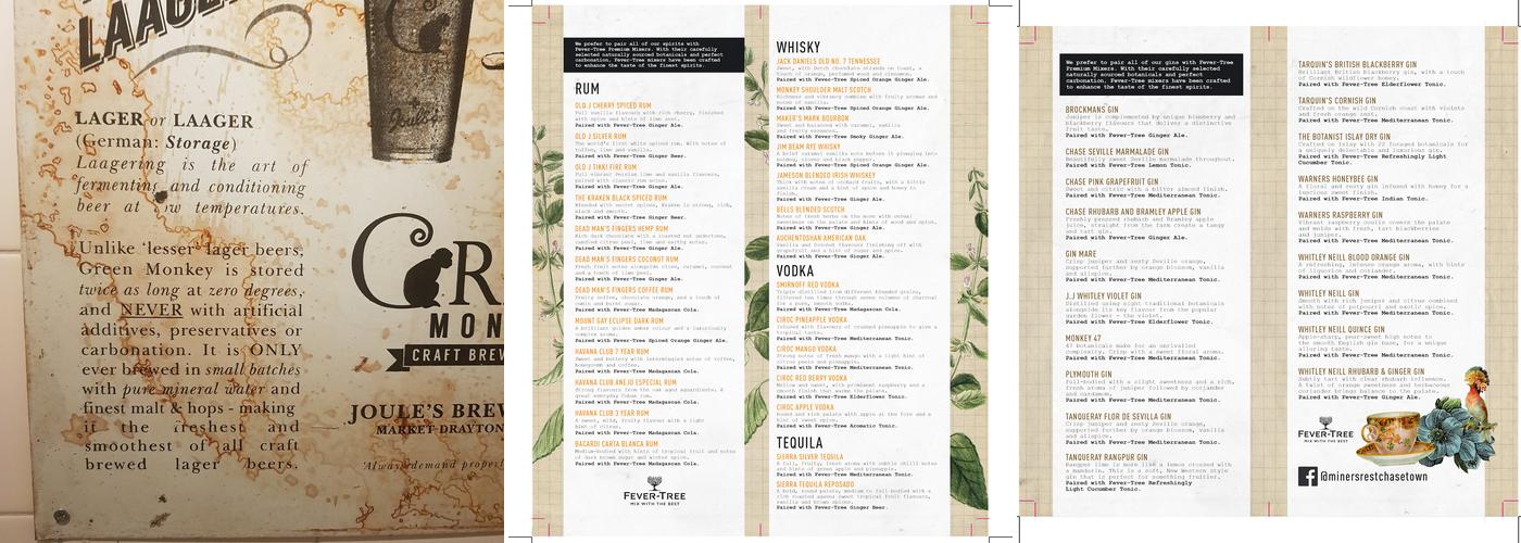 The Miners' Rest Menu