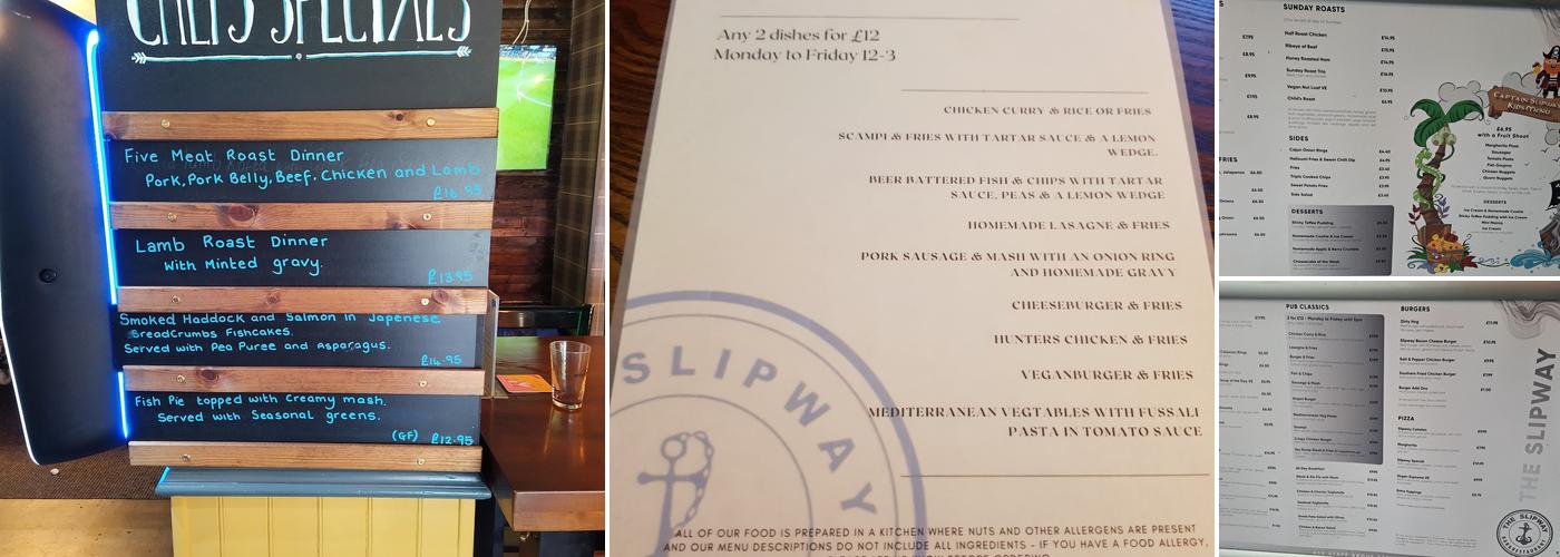 The Slipway Bar & Restaurant Menu