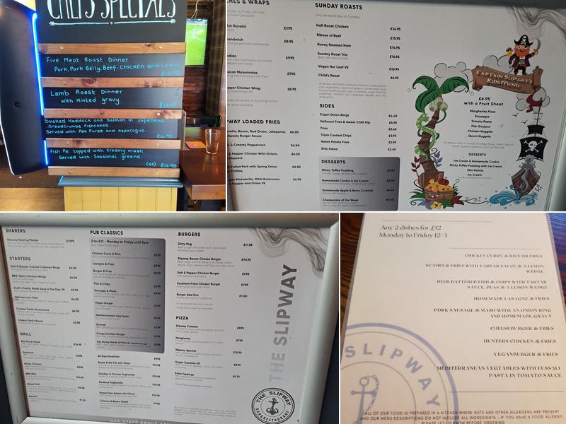 The Slipway Bar & Restaurant Menu