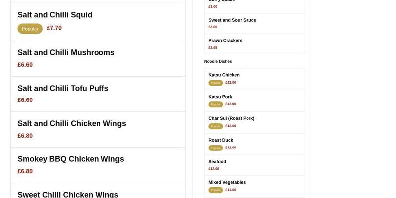 The Noodle Place Menu