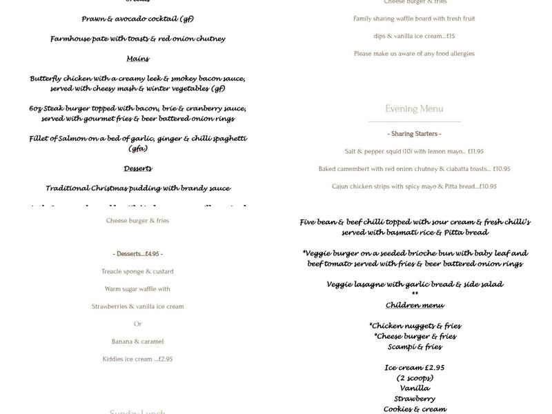 The Royal Oak Menu