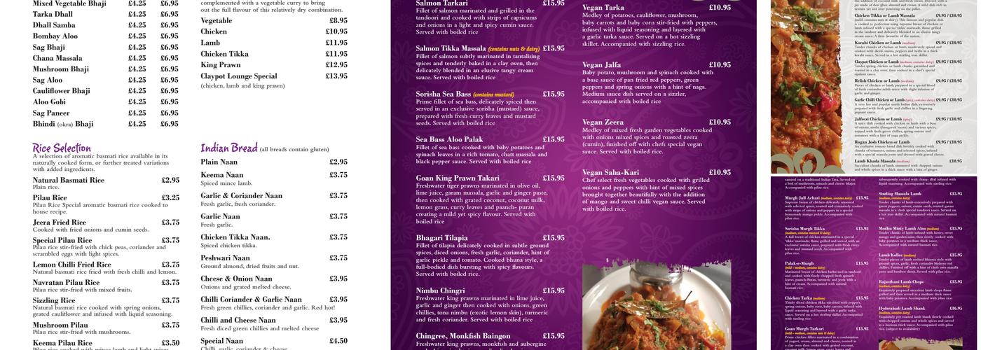 Claypot lounge Menu