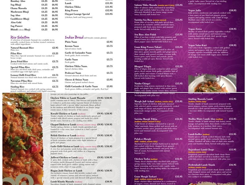 Claypot lounge Menu