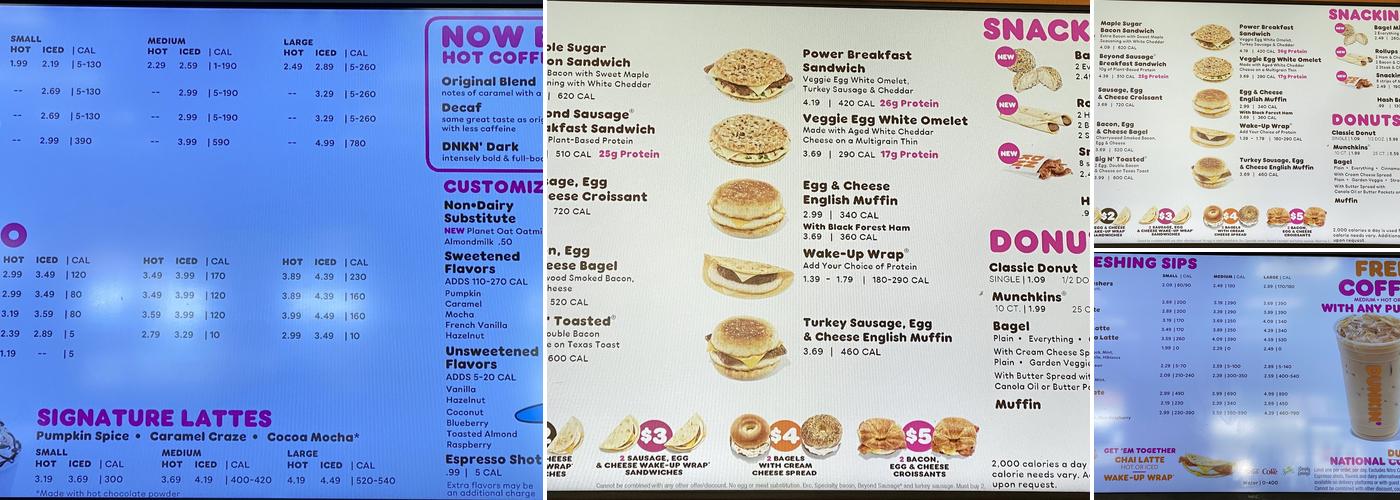 Dunkin' Menu