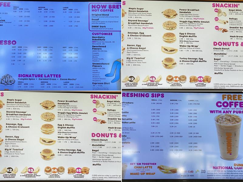 Dunkin' Menu