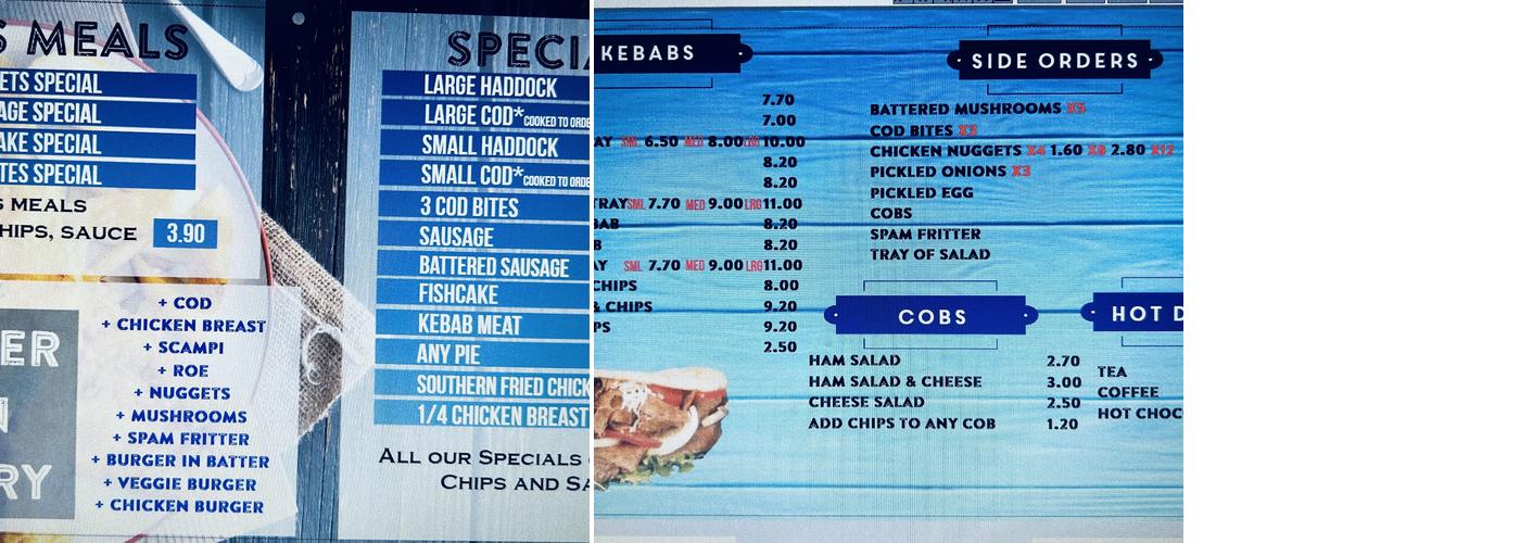 Wetmore Road Fish Bar Menu
