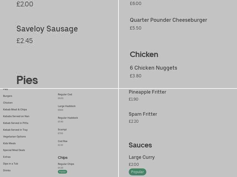 Wyggeston St. Fish Bar Menu