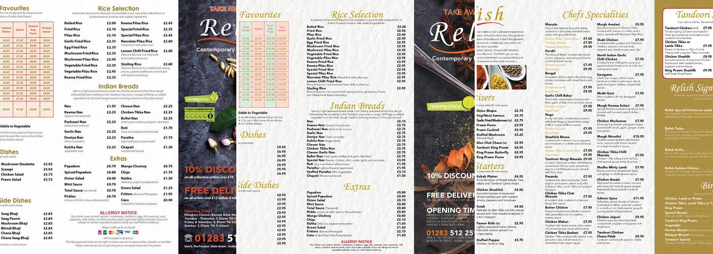 Relish Stretton Menu