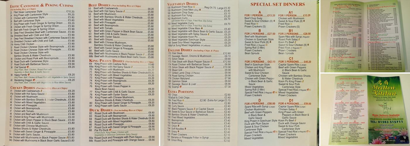 Stretton Kitchen Menu