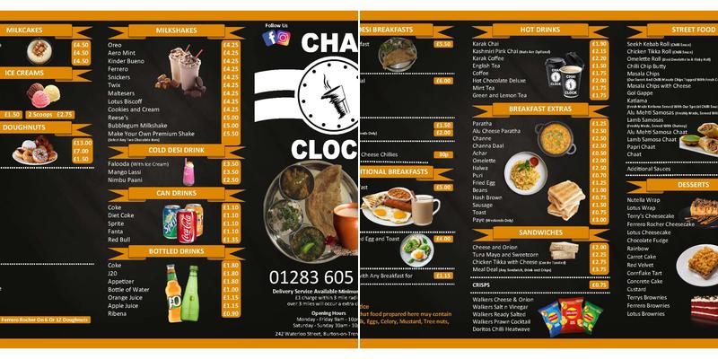 Chai O'clock UK Menu