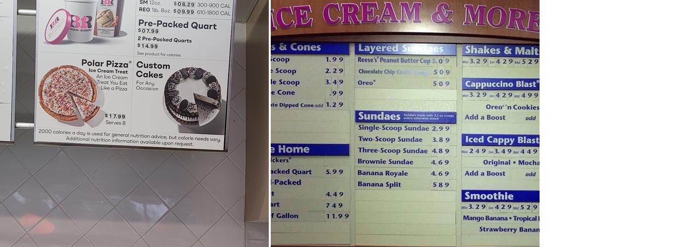 Baskin-Robbins Menu