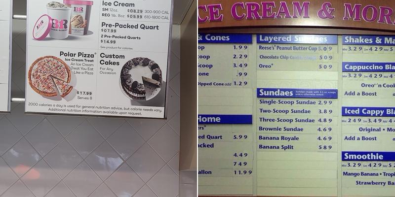 Baskin-Robbins Menu