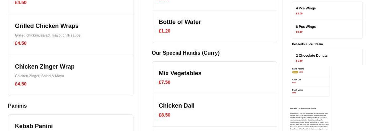 Grill And Roti Junction Menu