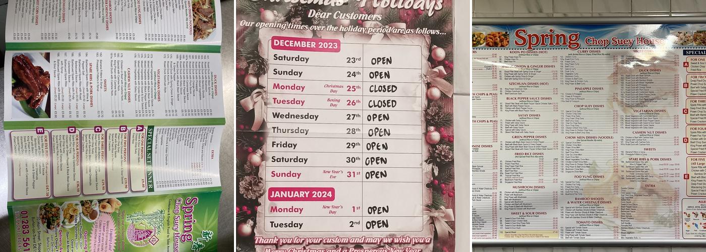 Spring Chop Suey House Menu