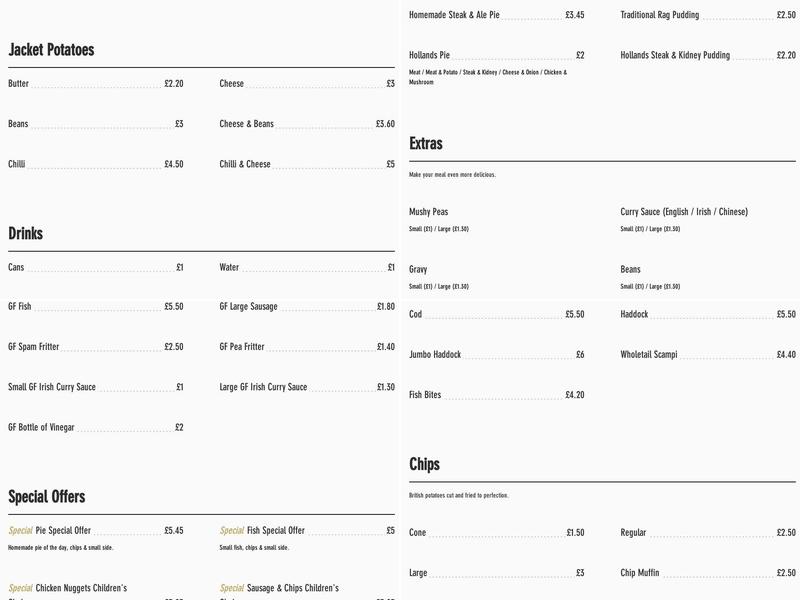 Fish & Chip Co Menu