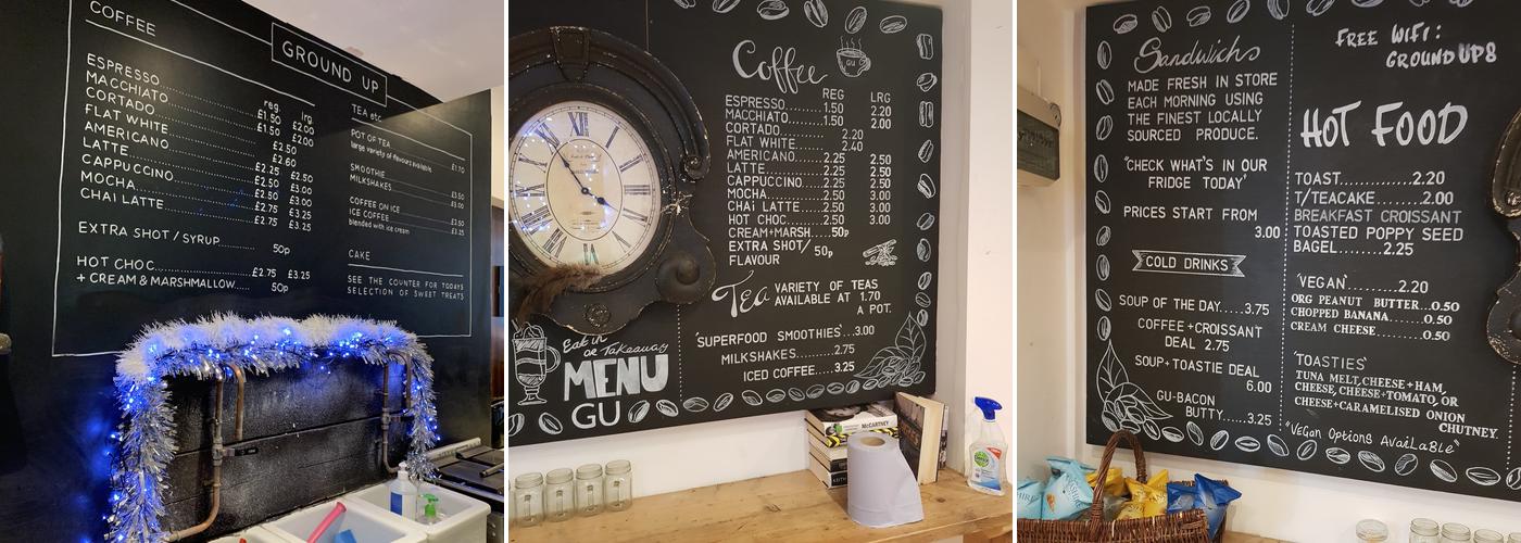 Ground Up Coffee Shop Menu