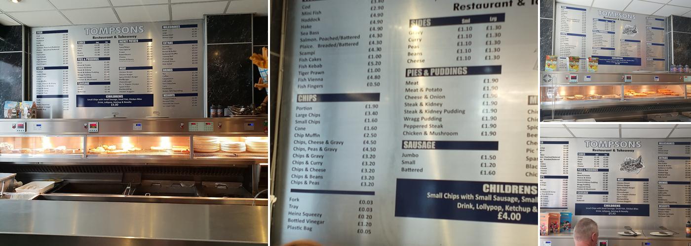 Tompsons Fish & Chip Restaurant & Takeaway Menu