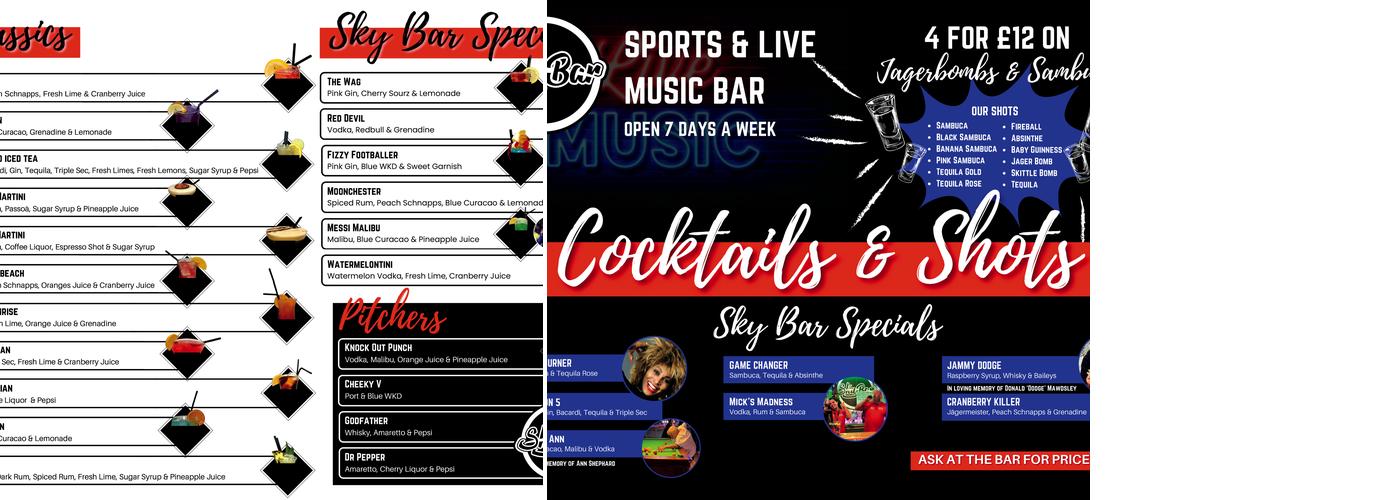 Sky Bar Menu